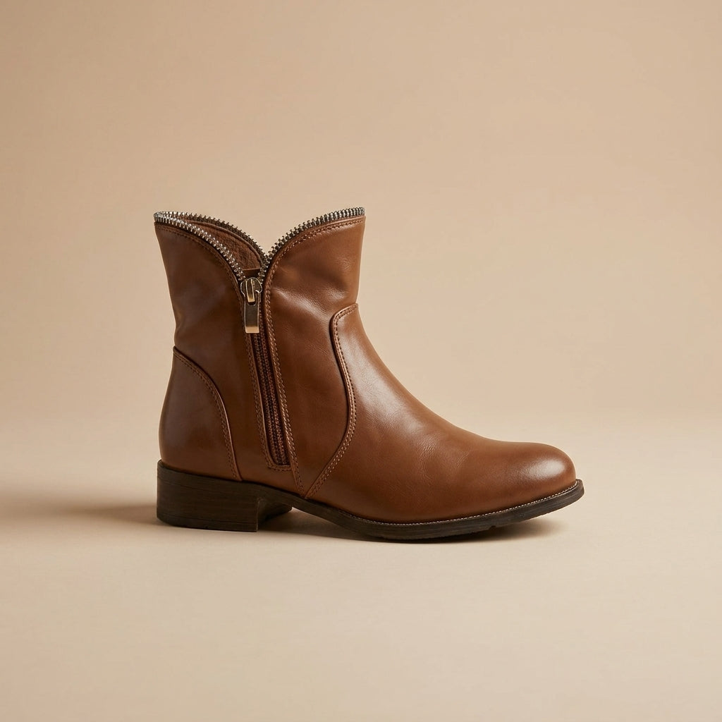 Brown leather Xti 46190 ankle boots