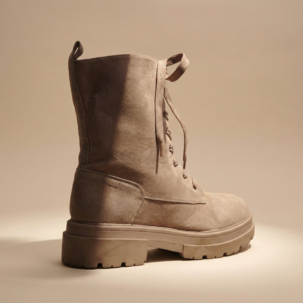 Suede Printed Combat Boots