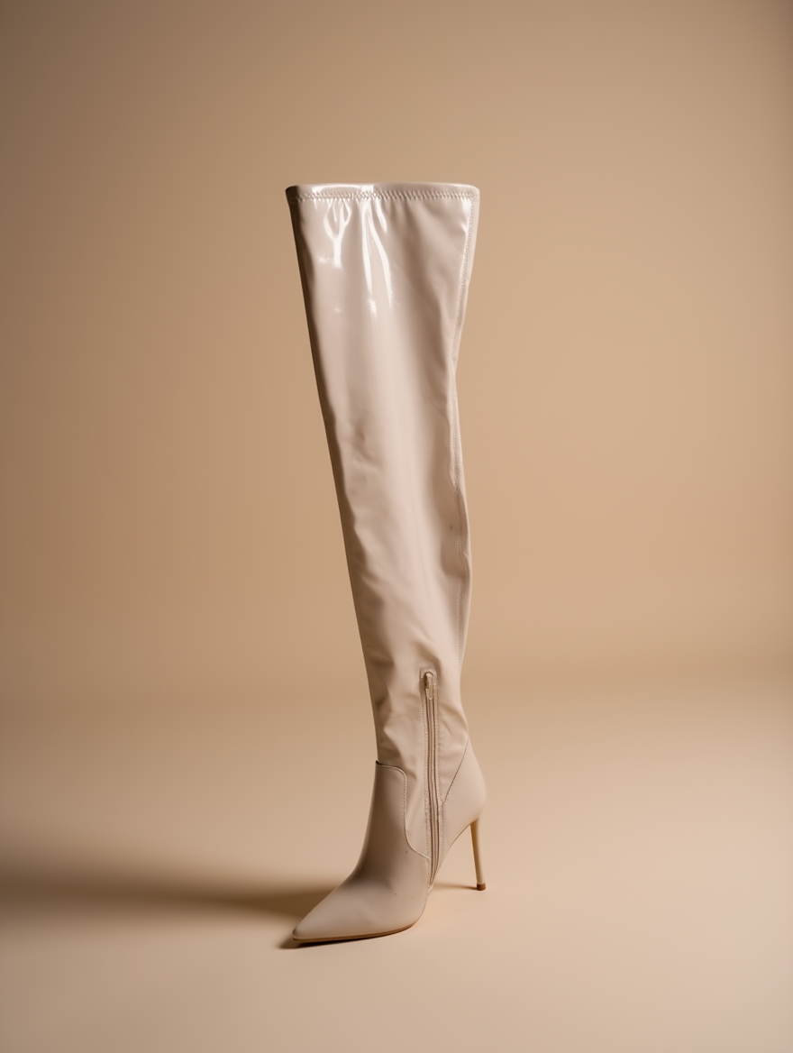 Faux Leather Knee High Stiletto Boots