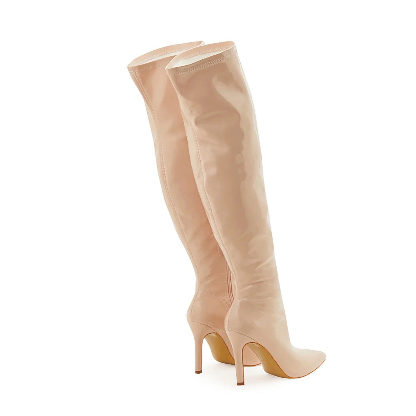 Faux Leather Knee High Stiletto Boots