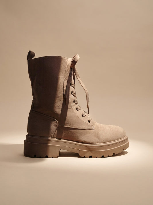 Suede Printed Combat Boots