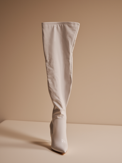 Faux Leather Knee High Stiletto Boots