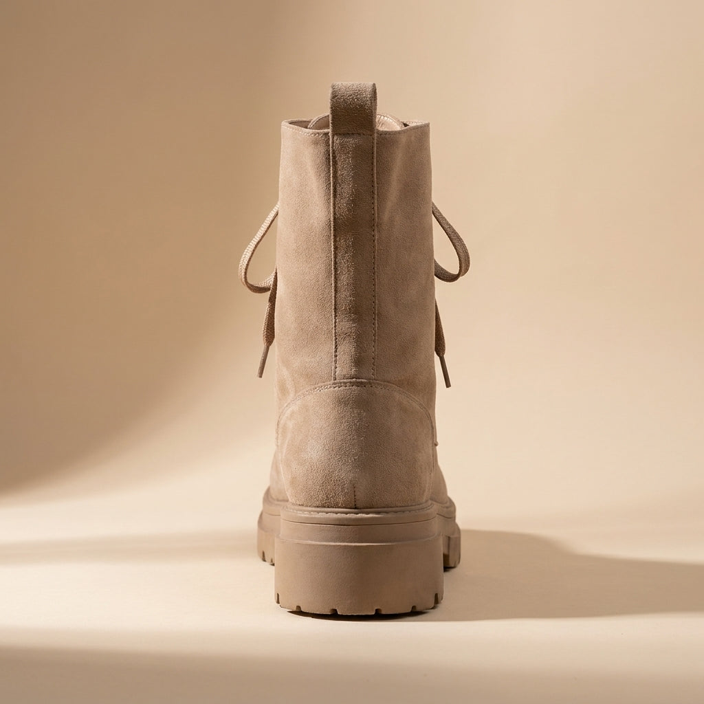 Suede Printed Combat Boots