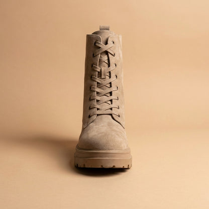 Suede Printed Combat Boots