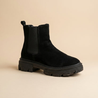 Black suede boots