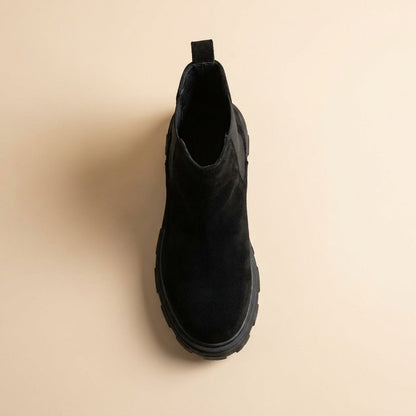 Black suede boots