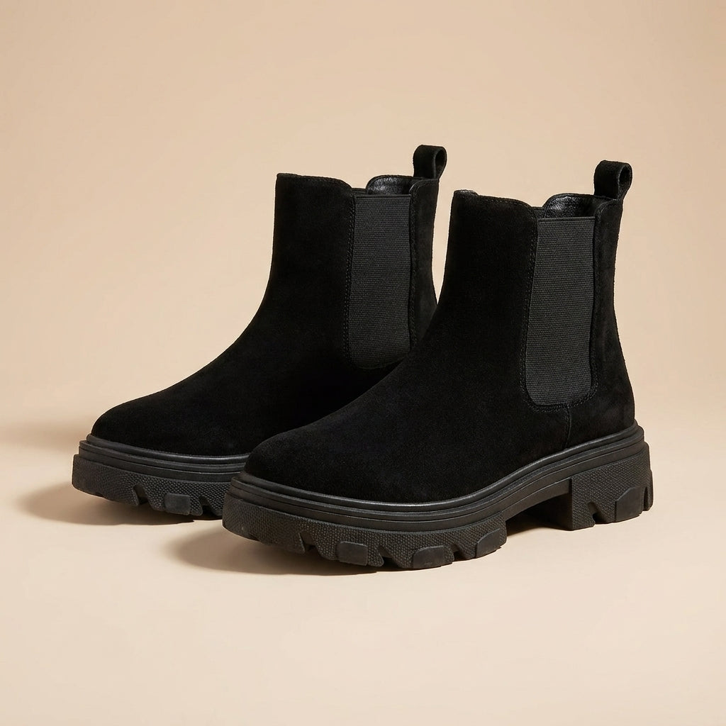 Black suede boots