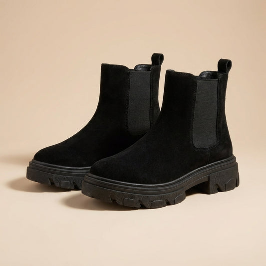 Black suede boots