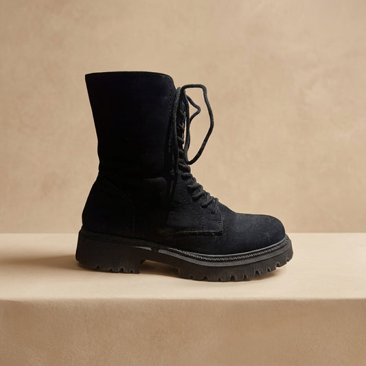 Jenny Fairy black lace-up combat style boot