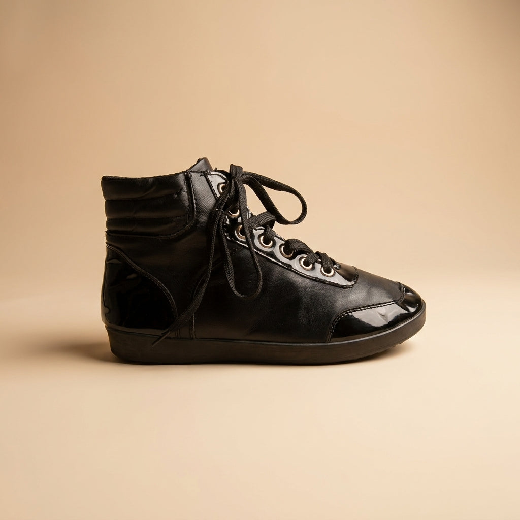 black high-top sneakers