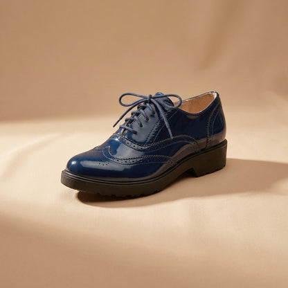 navy patent leather brogues