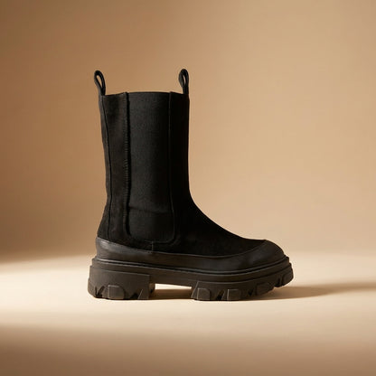 black chunky Chelsea boots