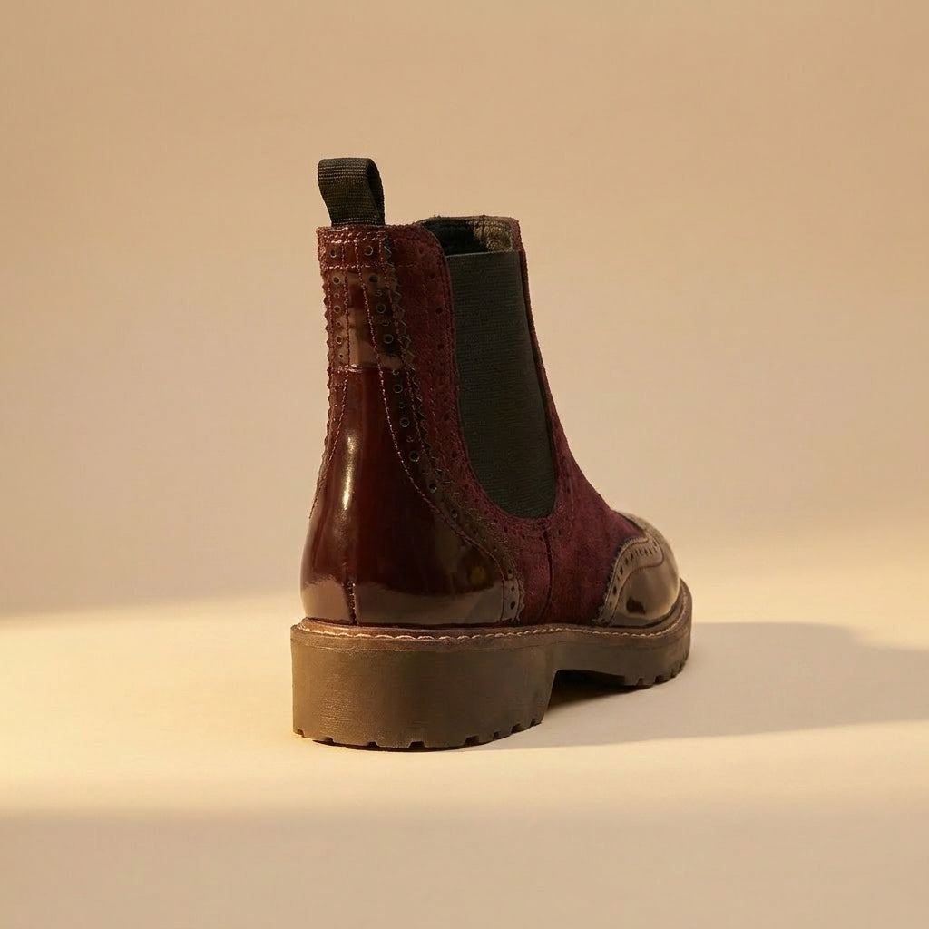 Brogue Chelsea Boots - Burgundy