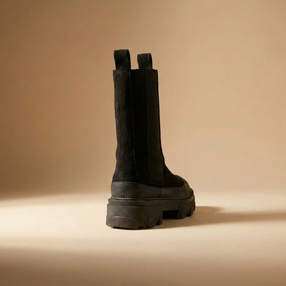 black chunky Chelsea boots