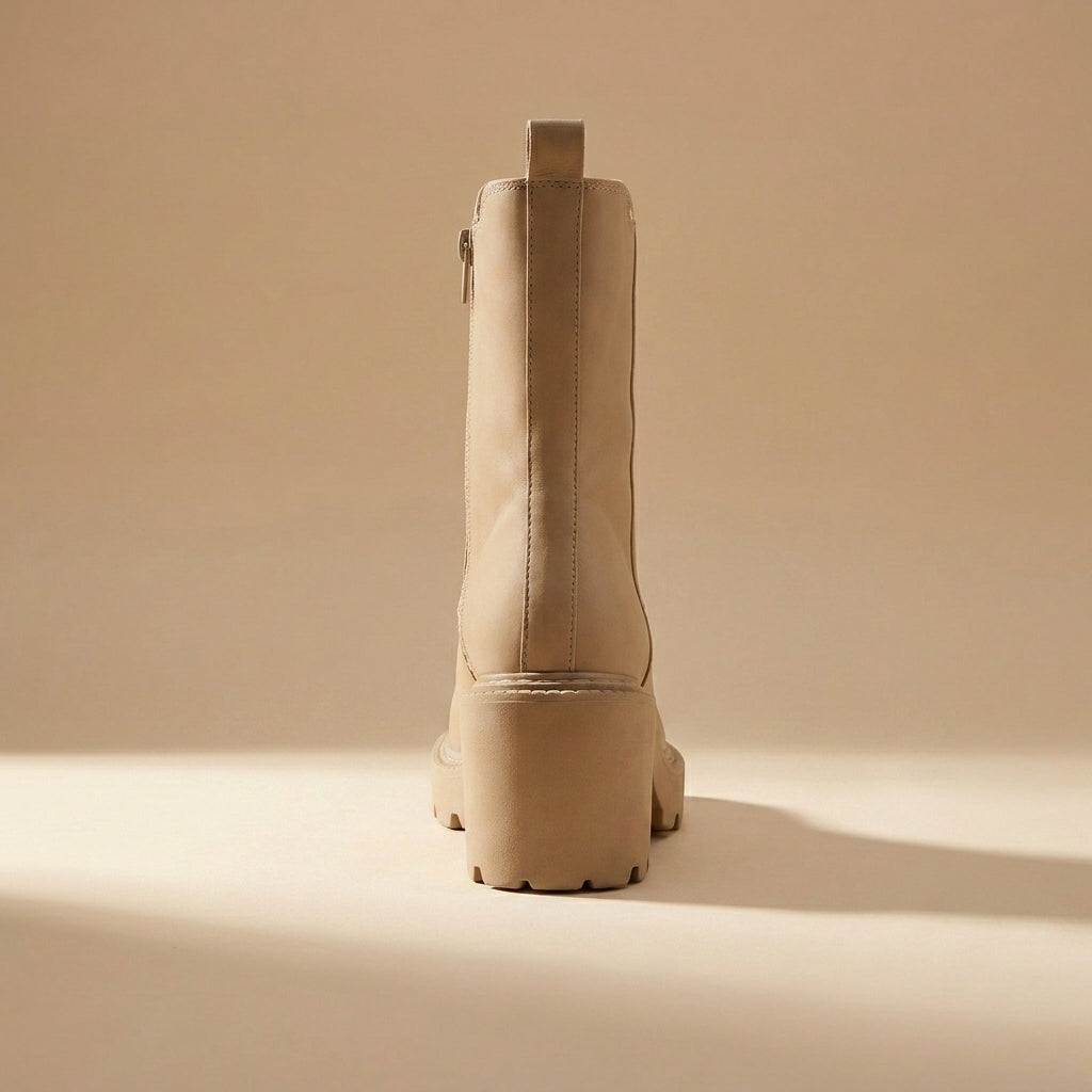 London beige platform boots