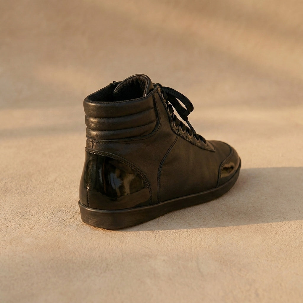 black high-top sneakers