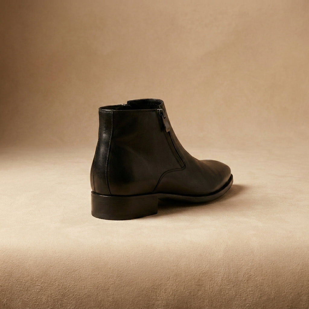 Men's black leather Chelsea boots
