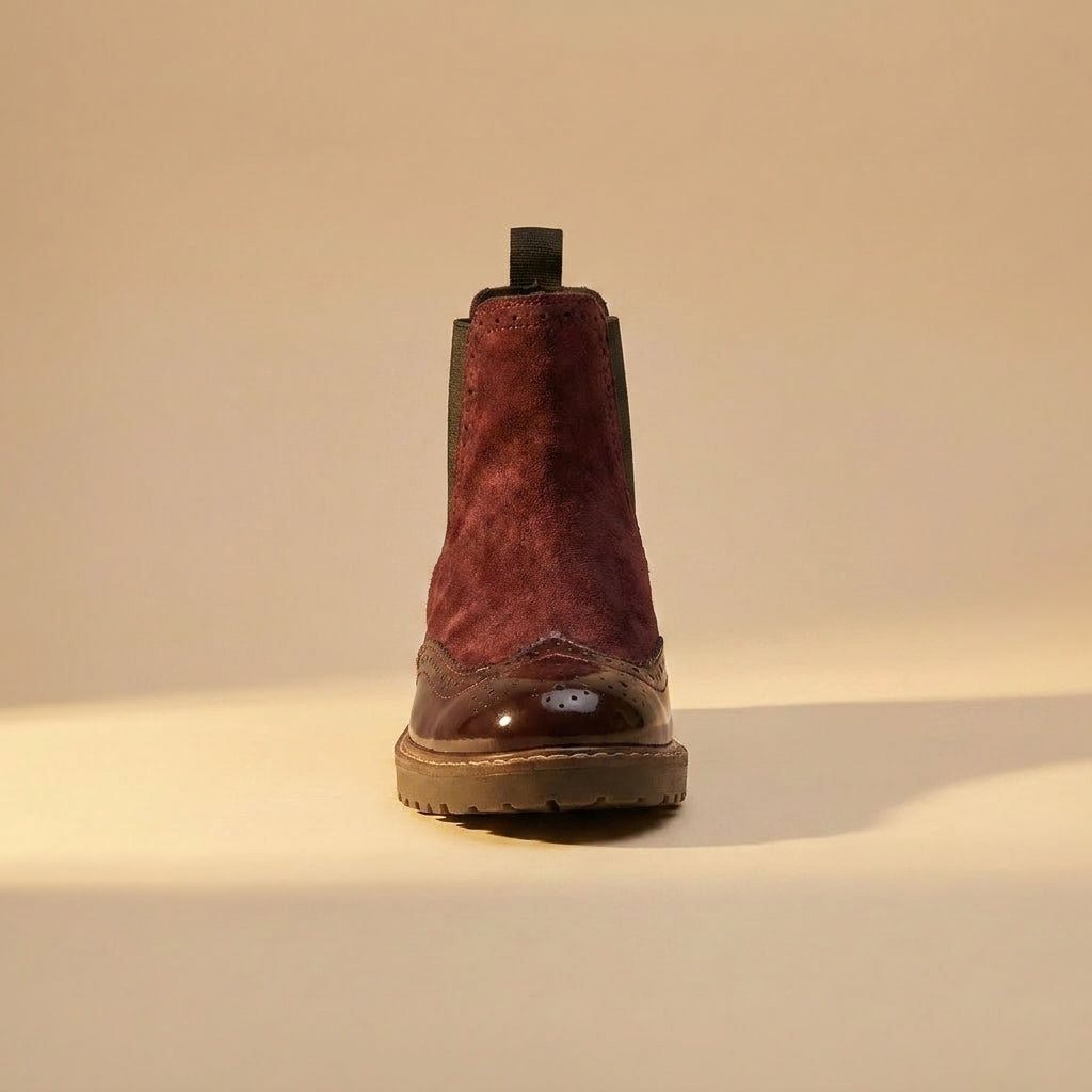 Brogue Chelsea Boots - Burgundy