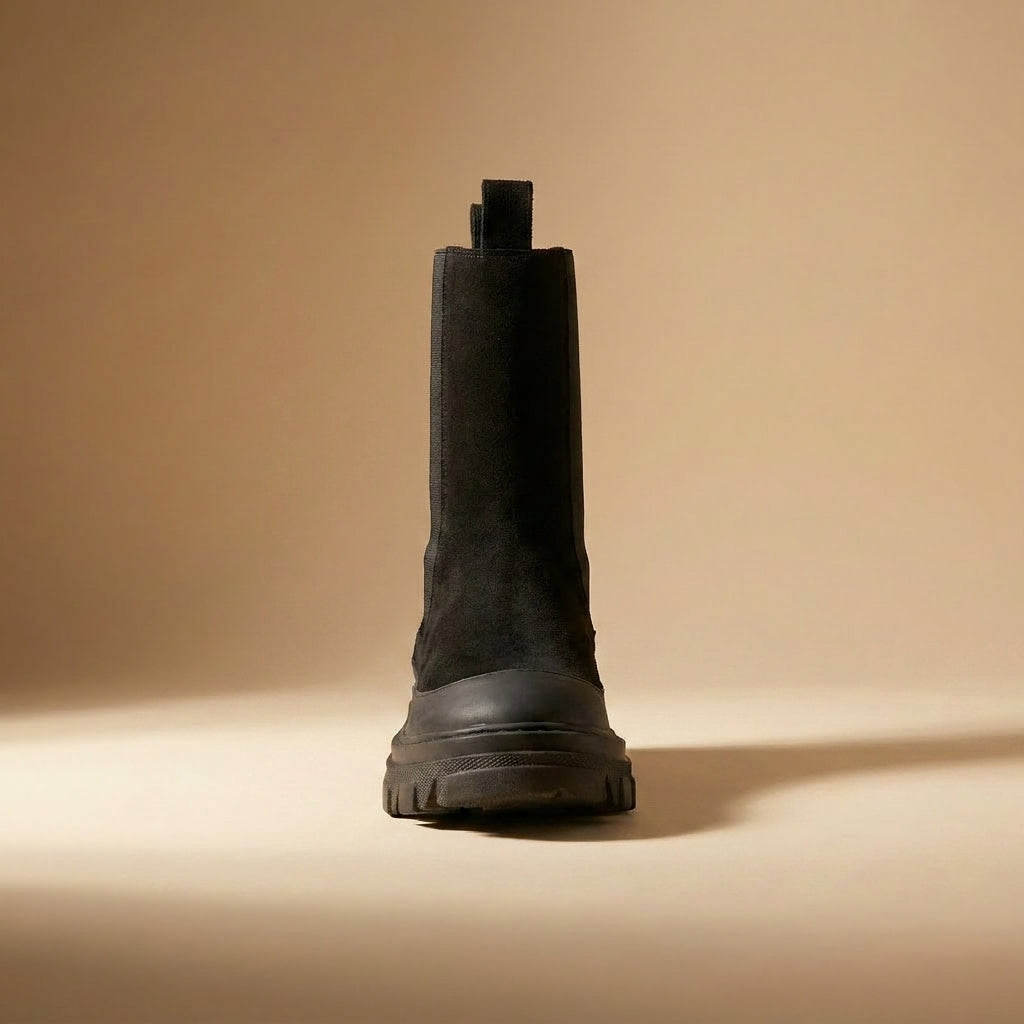 black chunky Chelsea boots