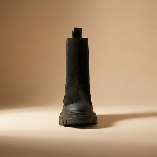 black chunky Chelsea boots