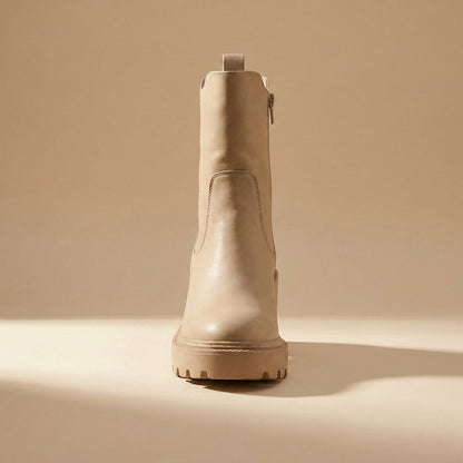London beige platform boots