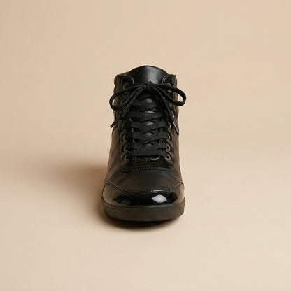black high-top sneakers