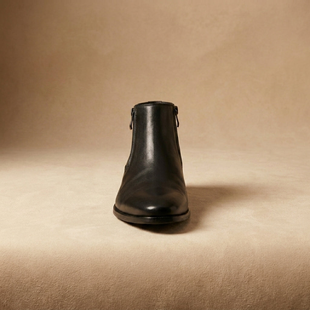 Men's black leather Chelsea boots