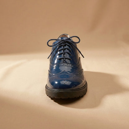 navy patent leather brogues
