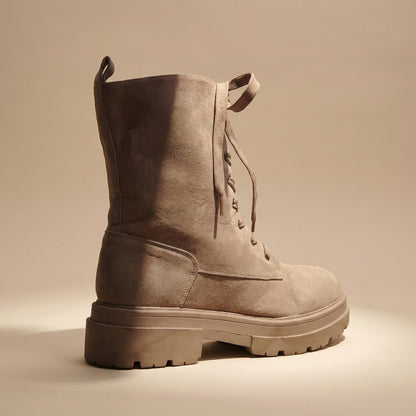 Suede Printed Combat Boots