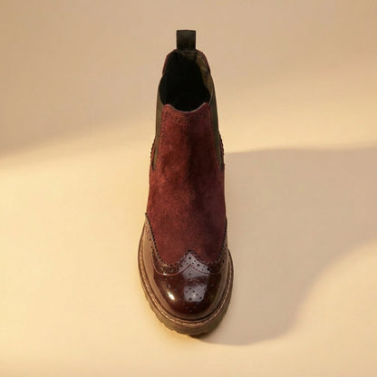 Brogue Chelsea Boots - Burgundy