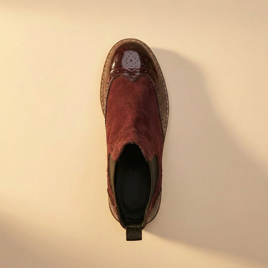 Brogue Chelsea Boots - Burgundy
