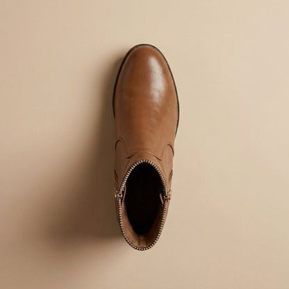 Brown leather Xti 46190 ankle boots