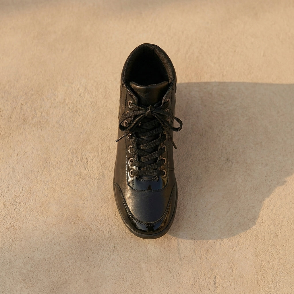 black high-top sneakers