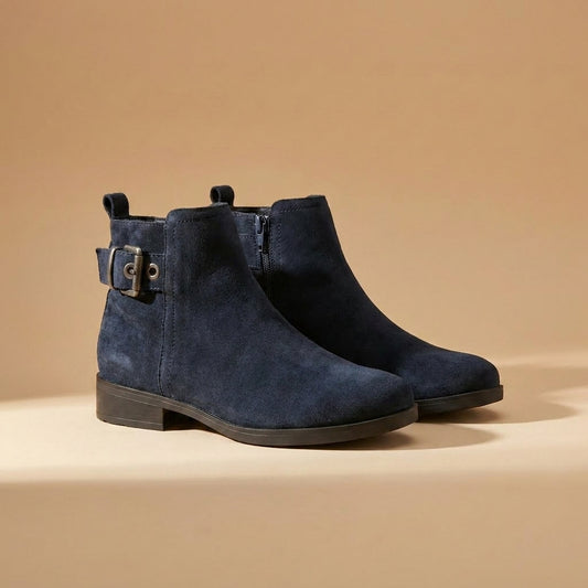Navy Suede Ankle Boots 👠