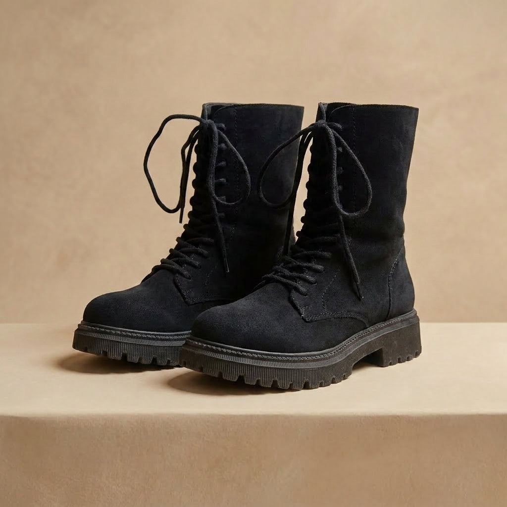 Jenny Fairy black lace-up combat style boot
