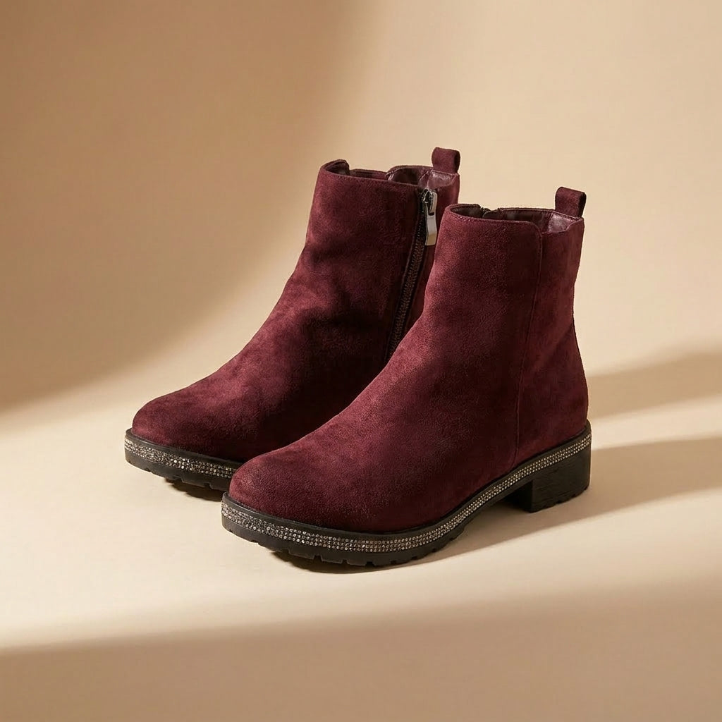burgundy suede boots