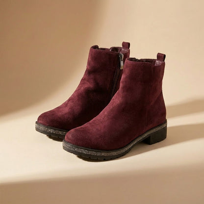 burgundy suede boots