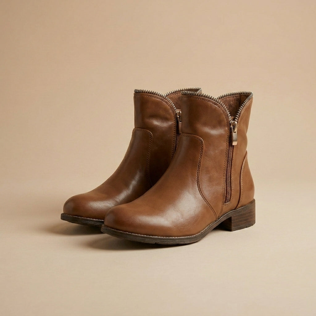 Brown leather Xti 46190 ankle boots