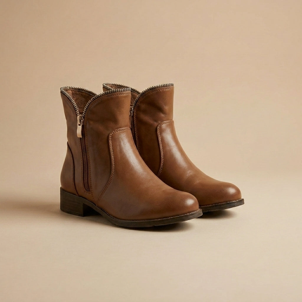 Brown leather Xti 46190 ankle boots