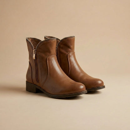 Brown leather Xti 46190 ankle boots