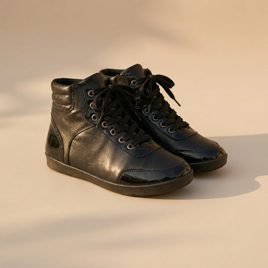black high-top sneakers