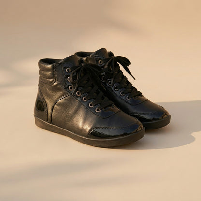 black high-top sneakers