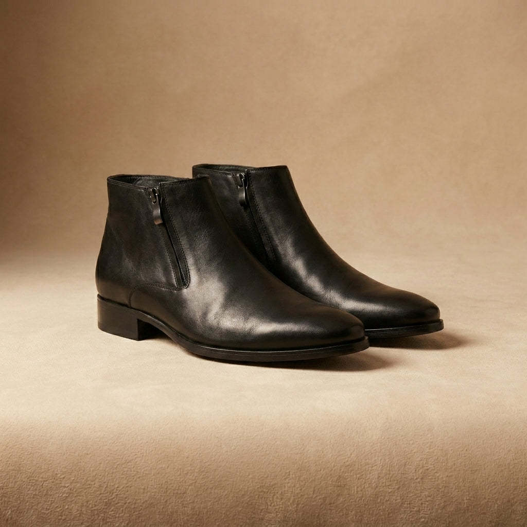 Men's black leather Chelsea boots