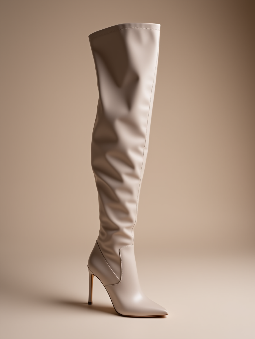 Faux Leather Knee High Stiletto Boots